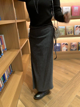 Romantic H-line Knit Long Skirt