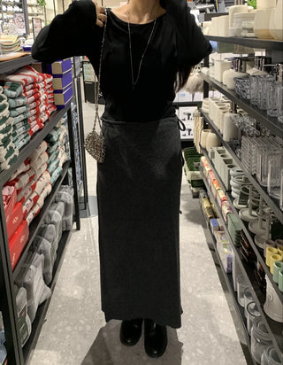 Romantic H-line Knit Long Skirt