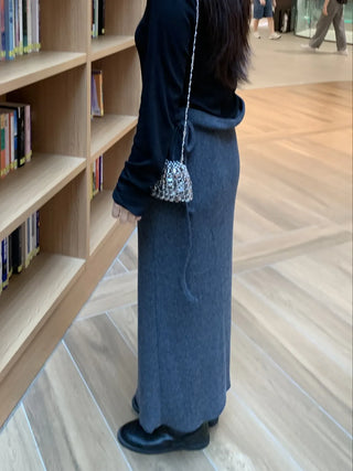 Romantic H-line Knit Long Skirt