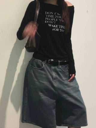 Soft Feminine Bermuda Denim Pants