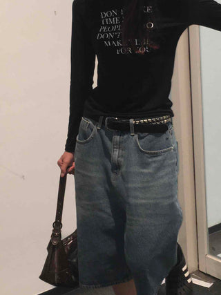 Soft Feminine Bermuda Denim Pants