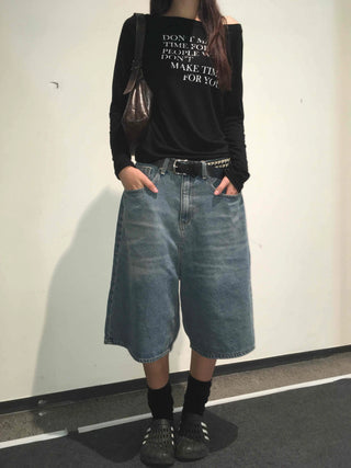 Soft Feminine Bermuda Denim Pants