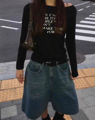 Soft Feminine Bermuda Denim Pants