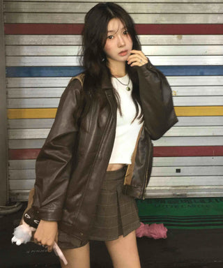 Check Pleated Mini Skirt