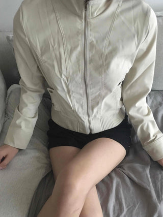 High-neck Mandarin Collar Zip-up Jacket