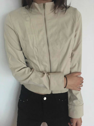 High-neck Mandarin Collar Zip-up Jacket