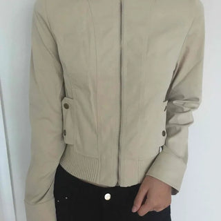 High-neck Mandarin Collar Zip-up Jacket