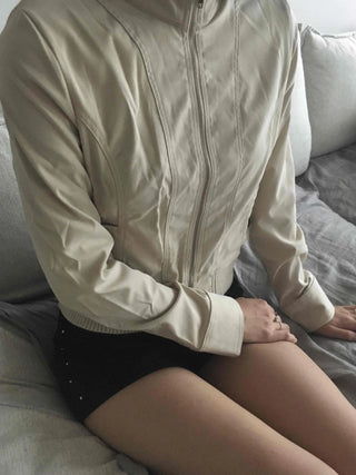 High-neck Mandarin Collar Zip-up Jacket