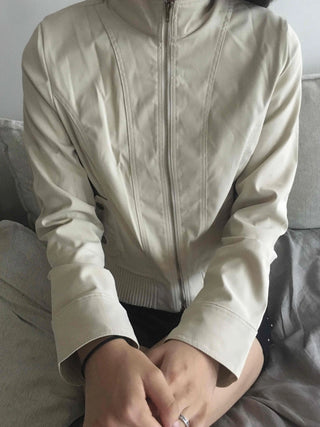High-neck Mandarin Collar Zip-up Jacket