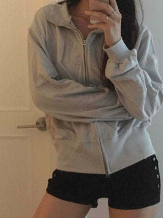 Unique Division Loose Fit Patch Zip-up