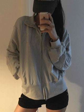 Unique Division Loose Fit Patch Zip-up