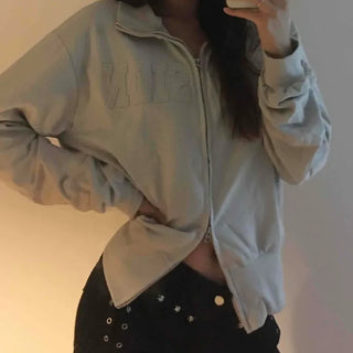 Unique Division Loose Fit Patch Zip-up