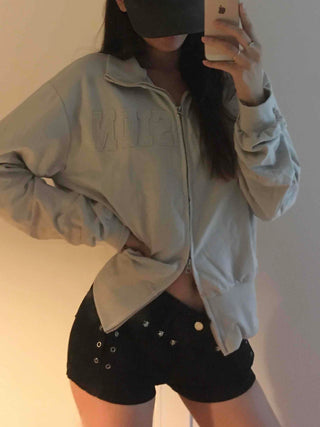 Unique Division Loose Fit Patch Zip-up