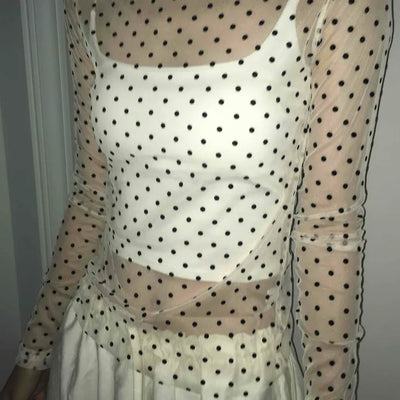 Modern Dot See-through Long Sleeve T-shirt