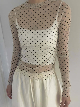 Modern Dot See-through Long Sleeve T-shirt