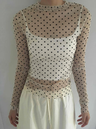 Modern Dot See-through Long Sleeve T-shirt