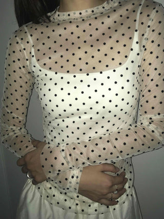Modern Dot See-through Long Sleeve T-shirt