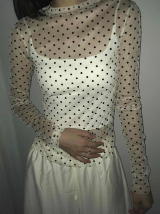 Modern Dot See-through Long Sleeve T-shirt