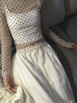 Modern Dot See-through Long Sleeve T-shirt