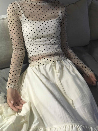 Modern Dot See-through Long Sleeve T-shirt