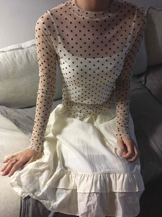 Modern Dot See-through Long Sleeve T-shirt