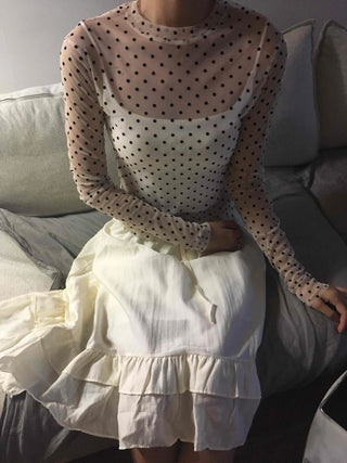 Modern Dot See-through Long Sleeve T-shirt