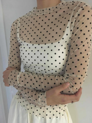 Modern Dot See-through Long Sleeve T-shirt