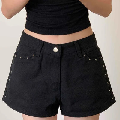 Daily Studded Plain Skinny Shorts