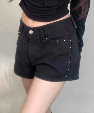 Daily Studded Plain Skinny Shorts