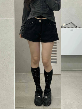 Daily Studded Plain Skinny Shorts