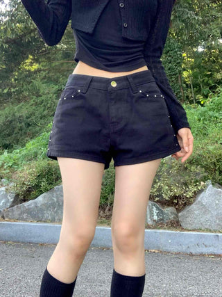Daily Studded Plain Skinny Shorts