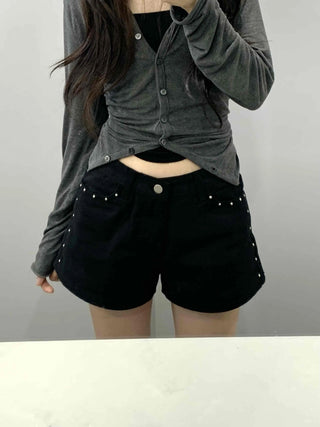 Daily Studded Plain Skinny Shorts