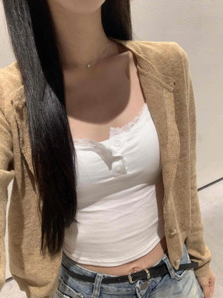 Simple Lace Plain Sleeveless Bra Top