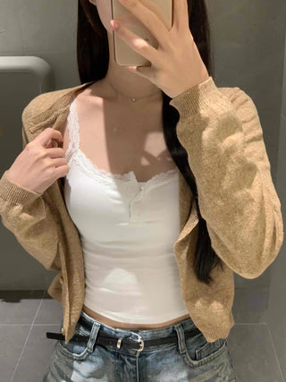 Simple Lace Plain Sleeveless Bra Top