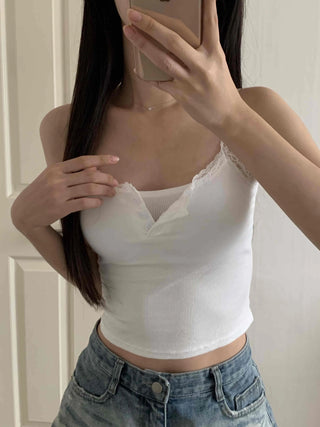 Simple Lace Plain Sleeveless Bra Top