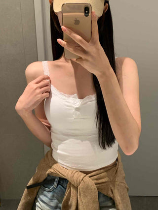 Simple Lace Plain Sleeveless Bra Top
