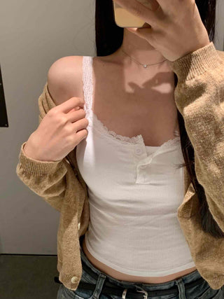 Simple Lace Plain Sleeveless Bra Top