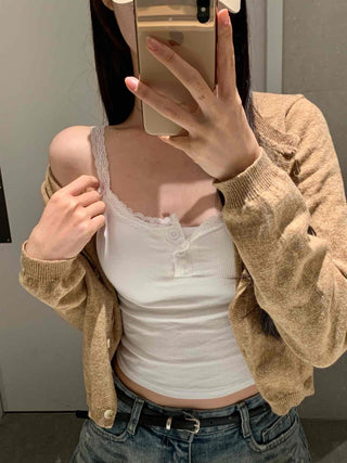 Simple Lace Plain Sleeveless Bra Top