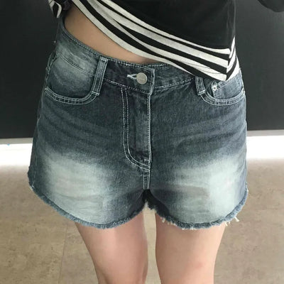 Unique Catbrush Washed Cutout Shorts