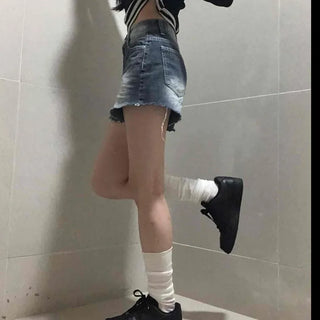 Unique Catbrush Washed Cutout Shorts
