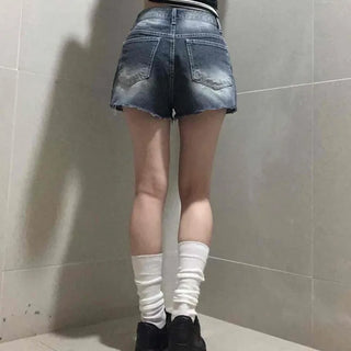 Unique Catbrush Washed Cutout Shorts