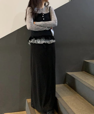 Layered Set Flover Frill Sleeveless Slim Tee Set