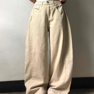 Wide Long Pants with Tabe Cutout at the Hem