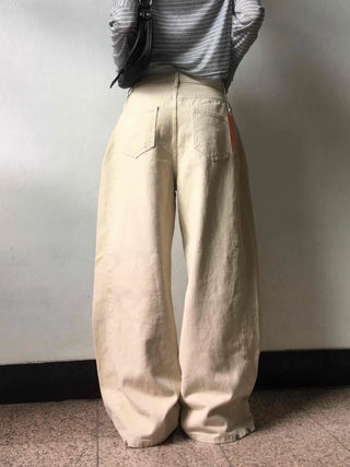 Wide Long Pants with Tabe Cutout at the Hem