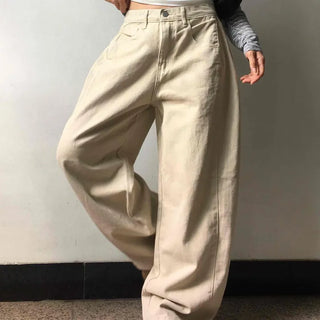 Wide Long Pants with Tabe Cutout at the Hem