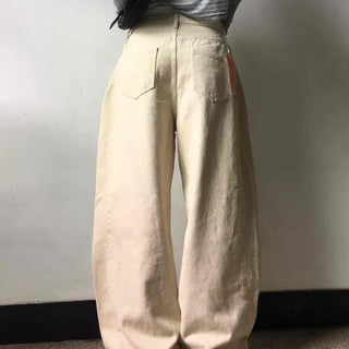 Wide Long Pants with Tabe Cutout at the Hem