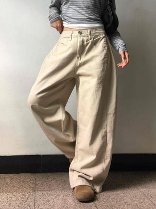 Wide Long Pants with Tabe Cutout at the Hem
