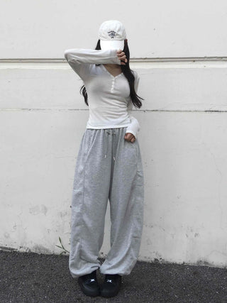 Daily Button Snap Plain Long Sleeve T-shirt