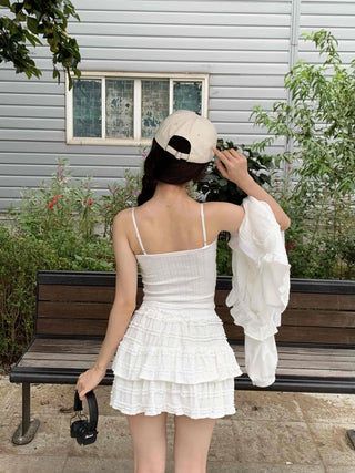 Basic Crop Lace Knit Plain Sleeveless