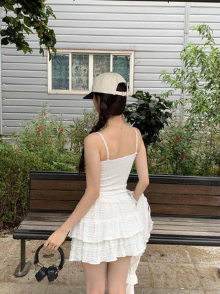 Basic Crop Lace Knit Plain Sleeveless